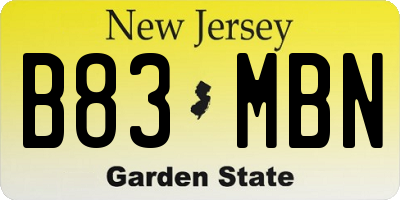 NJ license plate B83MBN
