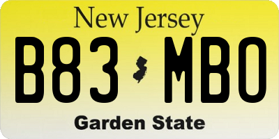 NJ license plate B83MBO
