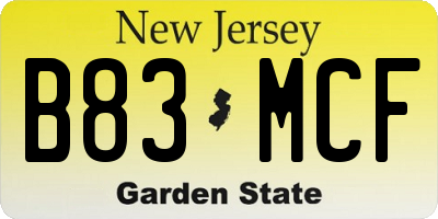 NJ license plate B83MCF