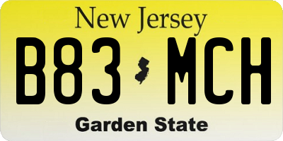 NJ license plate B83MCH