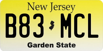 NJ license plate B83MCL