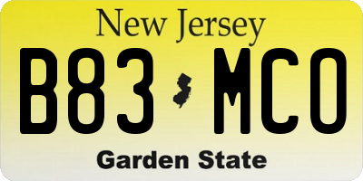 NJ license plate B83MCO