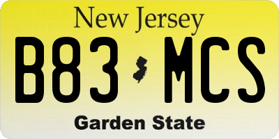 NJ license plate B83MCS