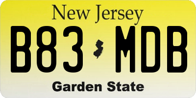 NJ license plate B83MDB