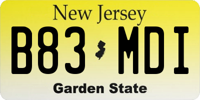 NJ license plate B83MDI