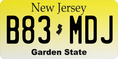 NJ license plate B83MDJ