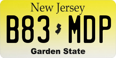 NJ license plate B83MDP