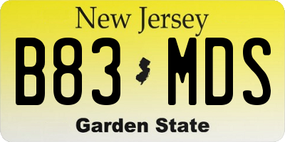NJ license plate B83MDS