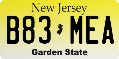 NJ license plate B83MEA
