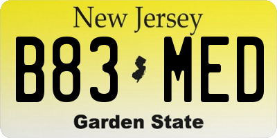 NJ license plate B83MED