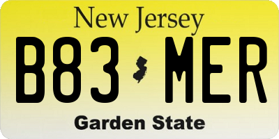 NJ license plate B83MER