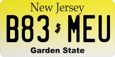 NJ license plate B83MEU