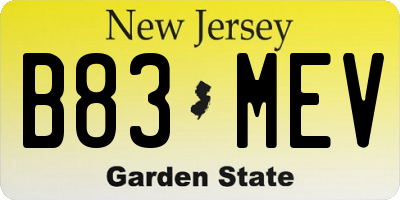NJ license plate B83MEV