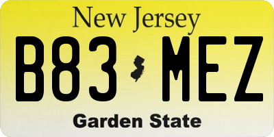 NJ license plate B83MEZ