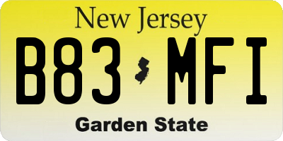 NJ license plate B83MFI