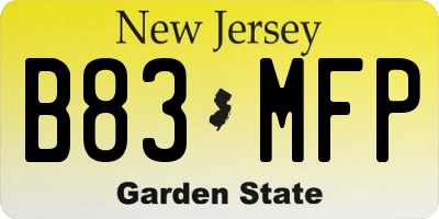 NJ license plate B83MFP