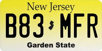 NJ license plate B83MFR