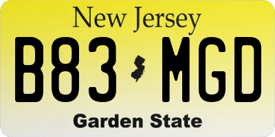 NJ license plate B83MGD