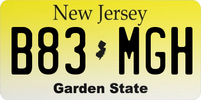 NJ license plate B83MGH