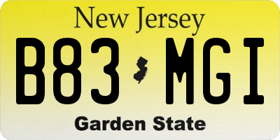 NJ license plate B83MGI
