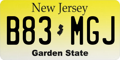 NJ license plate B83MGJ