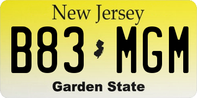 NJ license plate B83MGM