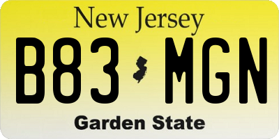 NJ license plate B83MGN