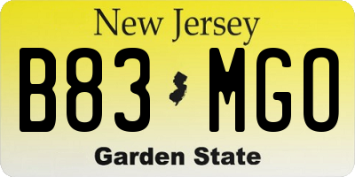 NJ license plate B83MGO