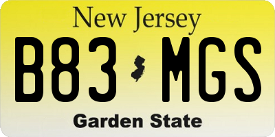 NJ license plate B83MGS