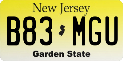 NJ license plate B83MGU
