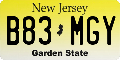 NJ license plate B83MGY