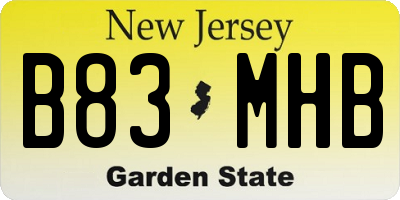 NJ license plate B83MHB