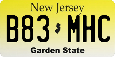 NJ license plate B83MHC