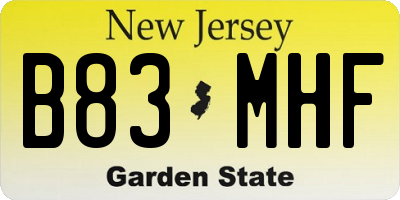 NJ license plate B83MHF
