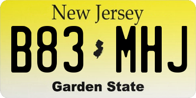 NJ license plate B83MHJ