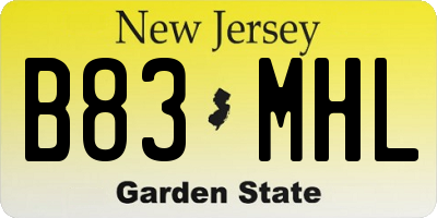 NJ license plate B83MHL