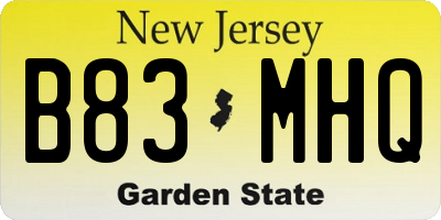 NJ license plate B83MHQ