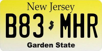 NJ license plate B83MHR