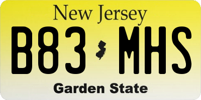 NJ license plate B83MHS