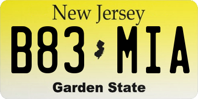 NJ license plate B83MIA