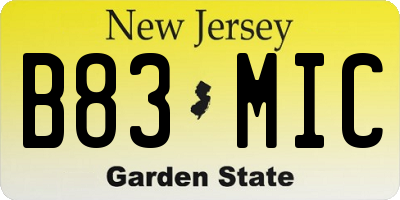 NJ license plate B83MIC