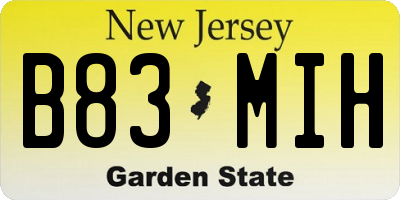 NJ license plate B83MIH