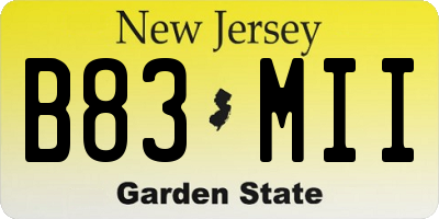 NJ license plate B83MII
