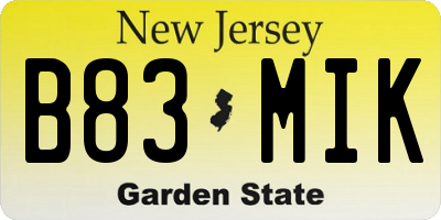 NJ license plate B83MIK