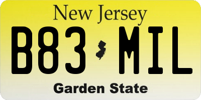NJ license plate B83MIL
