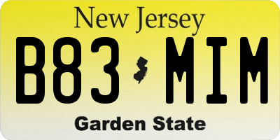 NJ license plate B83MIM