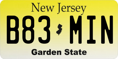 NJ license plate B83MIN