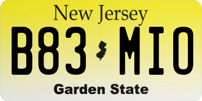 NJ license plate B83MIO