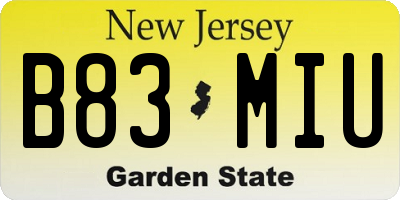 NJ license plate B83MIU