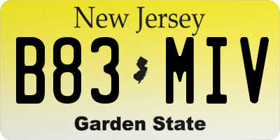 NJ license plate B83MIV